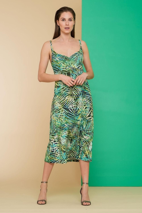 Geisha dress long spaghetti aop